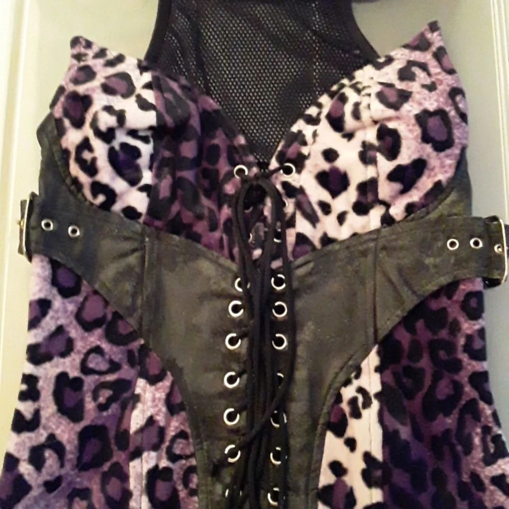 Lip Service Purple Leopard Bodysuit with Black Details - Picture 2 of 11